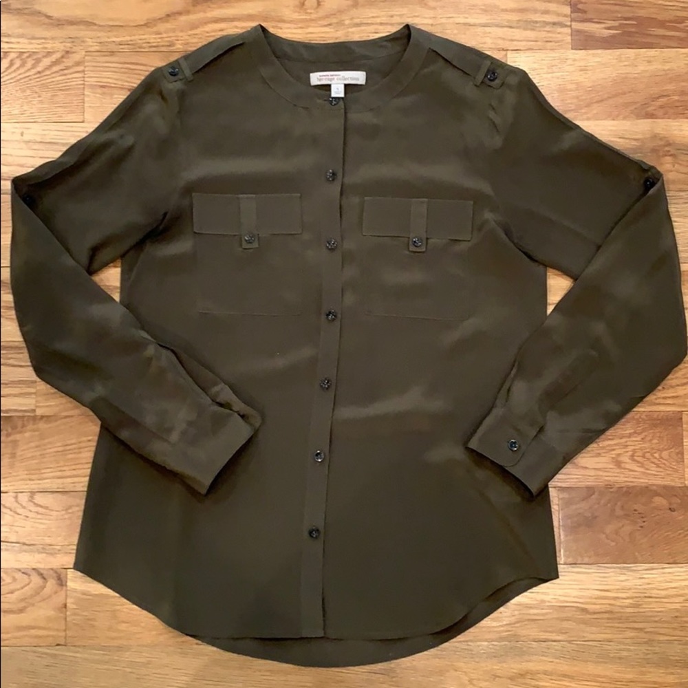Dark Green Button Down Blouse
